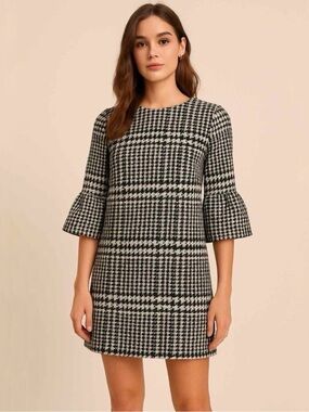 black and white gingham dress zara Zara Black White Gingham Check Oversized Collar Button Down Shirt Dress(s) - New Without Tags